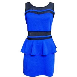 Stunning Blue Peplum Formal Cocktail Dress by Material Girl